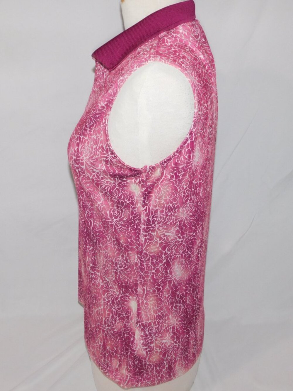 Nancy Lopez Purple White Floral Sleeveless V Neck Golf Polo Shirt Womens M - Picture 8 of 11